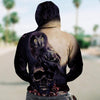 3D Skull and Owl In The Full Moon Night Unisex Zip Up Hoodie 018 - designfullprint