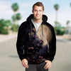 3D Skull and Owl In The Full Moon Night Unisex Zip Up Hoodie 018 - designfullprint