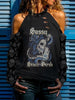 Skull Gift Sassy Serpent Skull Girl Cut Out Shoulder Top PA