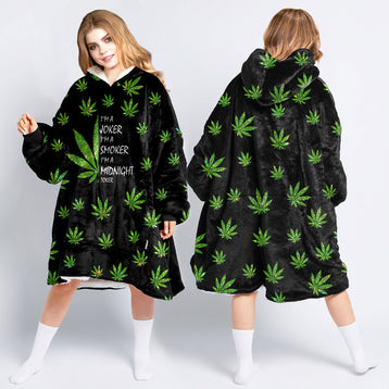420 Gift Hippie Gift Pot Leaf Joker Smoker Midnight Toker Wearable Blanket Snug Hoodie