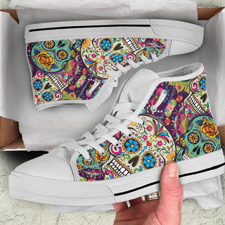 Mexican Sugar Skull Lightweight High Top Canvas Shoes 002 (Men & Women Size) - designfullprint