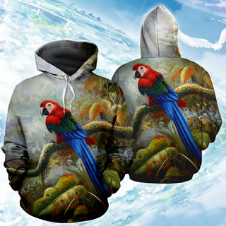 3D Parrots Bird Printed Hoodie 002 - designfullprint