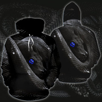 3D Blue Eye Snake Printed Hoodie 001 - designfullprint