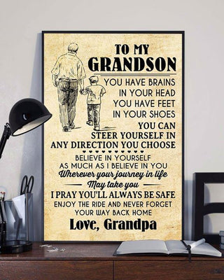 Gift For Grandpa Gift For Dad To My Grandson From Grandpa Family Gift Grandfather Grandson Poster PA