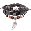 Titanium Leather Beads Skull Bracelet