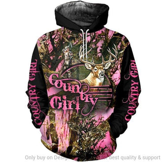 Gift For Hunting Lover Deer Country Girl Pink Camo US Unisex Size Hoodie