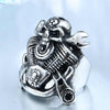 Stainless Steel Winged Skull Biker Ring