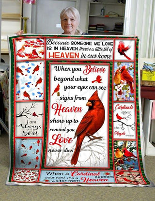 Cardinals Bird Love Angels In Heaven Quilt Blanket HG Memorial Gifts