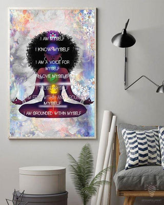Black Pride Black Girl Black Queen With Yoga I Am Myself African American Girl Poster HG Black And Proud 365