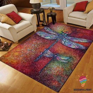 Gift For Dragonfly Lover Dragonfly Peace Red Rug LN