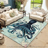 Map Earth Blue Octopus Area Rug HG