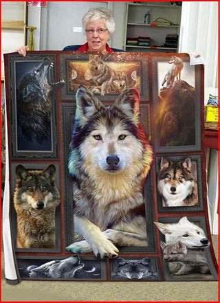 Gift For Wolf Lover Strong Wolf Native American Pattern Blanket HG american wolf wolves in native american culture