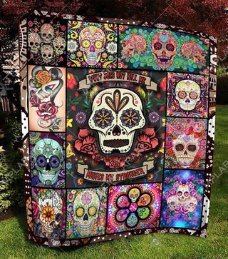 Skull Gift Flower Skull Quilt Blanket HG