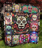Skull Gift Flower Skull Quilt Blanket HG