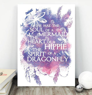 Gift For Dragonfly Lover Gift For Hippie Mermaid Hippie Dragonfly Girl Gift For Her Poster PA