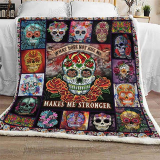 Skull Gift Colorful Skull Flowers Make Me Stronger Blanket HG