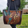 Skull Gift Hummingbird Lovers Small Leather Tote Bag HG