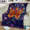 Gift For Butterfly Lover Gift For Christian Colorful Butterfly Church Stained Glass Christian Jesus Cross Blanket Quilt Blanket HG