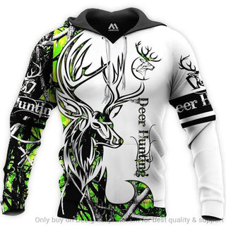 Gift For Hunting Lover Gifts For Hunters Green Neon Deer Hunting Unisex Hoodie LN