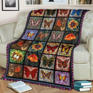 Gift For Butterfly Lover Muti Butterfly Purple Stained Glass Church And Flower Blanket HG
