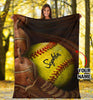 Personalized Softball Gloves Quilt Gift For Wife Husband Gift For Her For Him Blanket HG