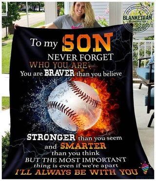 Gift For Mom New To My Son Baseball Blanket Mom To Son Blanket Sherpa and Quilt Blanket HG
