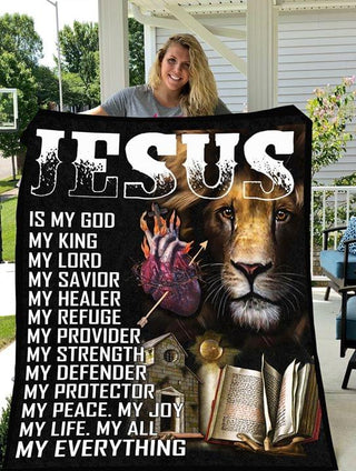 Gift For Christian Jesus Is My God My King My Lord My Everything Sherpa Throw Blanket HG