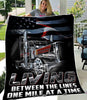 Gift For Trucker Proud Trucker Living Between The Lines Sherpa Blanket HG