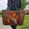Skull Gift Fox Tote Small Leather Tote Bag HG