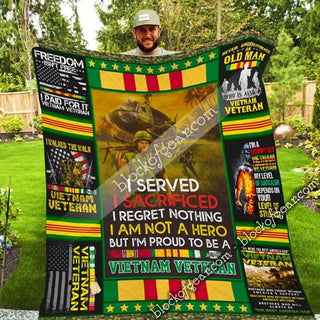 Proud To Be Vietnam Veteran Blanket Fleece Blanket Quilt Vietnam Veteran Army Blanket LN