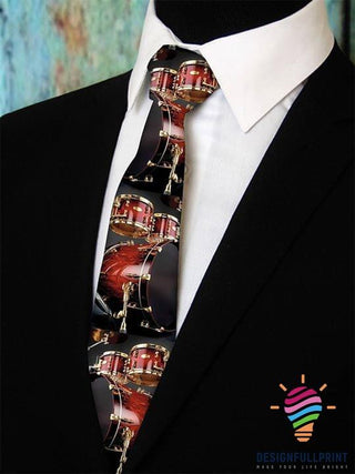 Gift For Music Lover Drummer Red Drums Tie HG