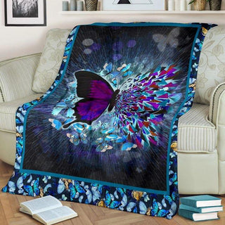 Gift For Butterfly Lover Butterfly Purple Stained Glass Church Blanket HG