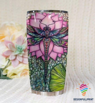 Gift For Dragonfly Lover Lotus Dragonfly Tumbler LN