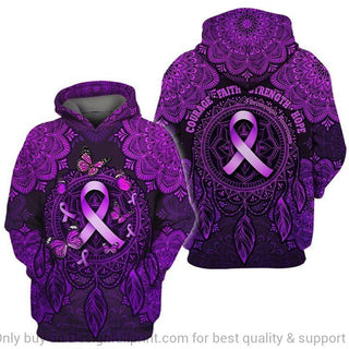 Gift For Butterfly Lover Mandala Dreamcatcher Butterfly Fibromyalgia Awareness US Unisex Size Hoodie
