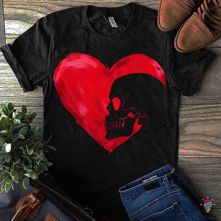 Skull Gift Skull In Red Heart Black TShirt CH
