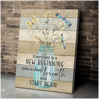 Gift For Dragonfly Lover New Beginning Everyday Dragonfly Home Deco Wall Art Canvas PA