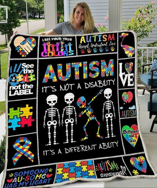 Skull Gift Autism Is Not A Disability Its A Different Ability Skull Blanket HG Autism Gift