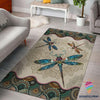 Gift For Dragon Lover Orange And Blue Dragonfies Mandala Rug  LN