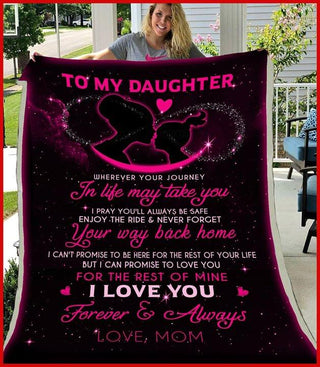 Gift For Mom Purple Pink To My Daughter Love You Daughter Mom Blanket HG