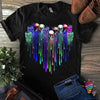 Skull Gift Hologram Skull Love Heart Black TShirt