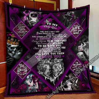 Purple To My Only Love Skull Couple Blanket HG