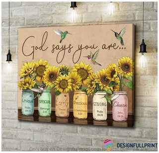 Gift For Bird Lover Gift For Hippie God Says you Are Humming Bird and Sunflower Wall Art Canvas HG