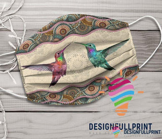 Hummingbird Boho Pattern Mask Face Mask 3 Pack HG Cloth Mask