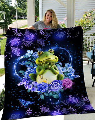 Frog Frogs With Flowers And Ocean Blanket Blanket HG