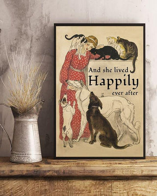And She Lived Happily Ever After With Her Dogs Home Decoration Poster PA Gifts For Dog Lovers