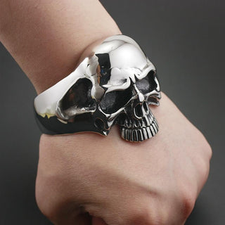 High Quality Stainless Steel Heavy Cuff Skull Bracelet
