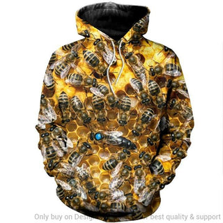 Honeycomb Bee Hoodie Pullover Zip Up Hoodie and Sweater Tshirt US Unisex Size HG