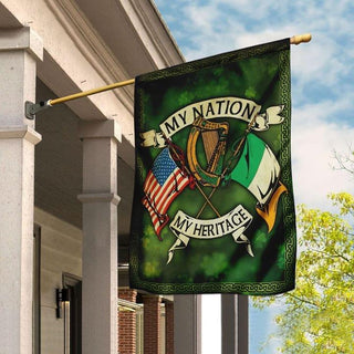 Irish Shop Irish My Nation My Heritage Irish and America Shamrock American US FLag LN