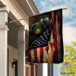 Tractor US Flag LN Gift For Farmer