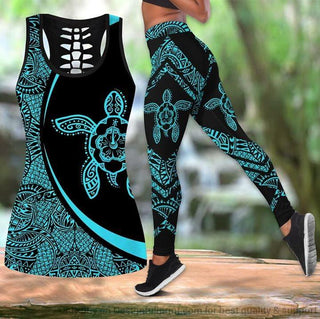 Black Pride Gift For Turtle Lover Turtle Mandala Tank Top Legging Set LN Black And Proud 365
